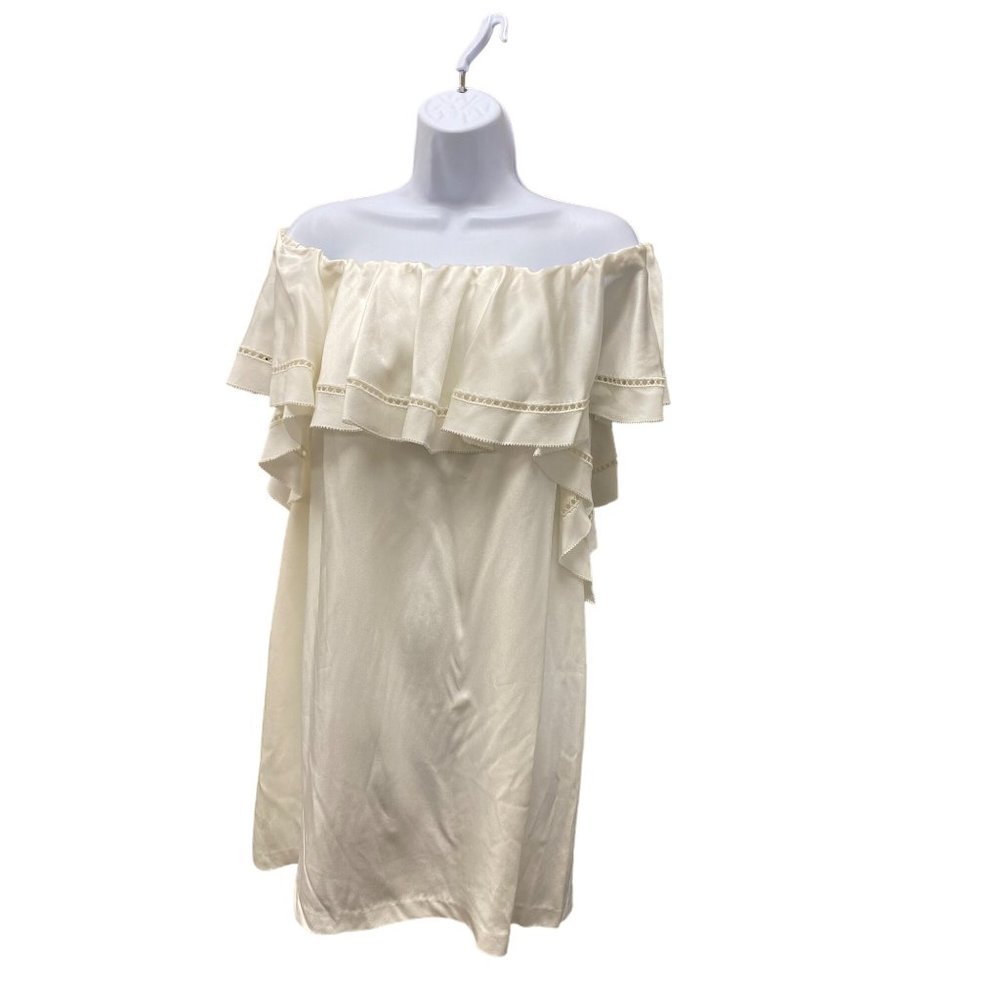 Rachel Zoe Off-Shoulder Cream Ruffle Dress